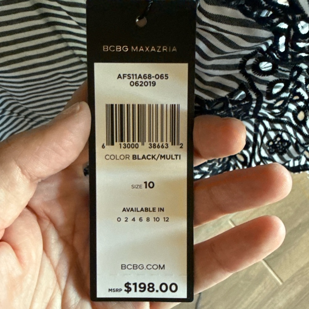 BCBGMaxAzria Black and White Embroidered Blouse